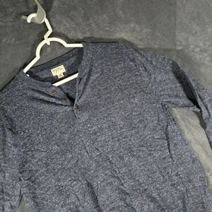 J. Crew Henley Shirt Knit Cotton Blend Long Sleeve Casual Blue Medium‎